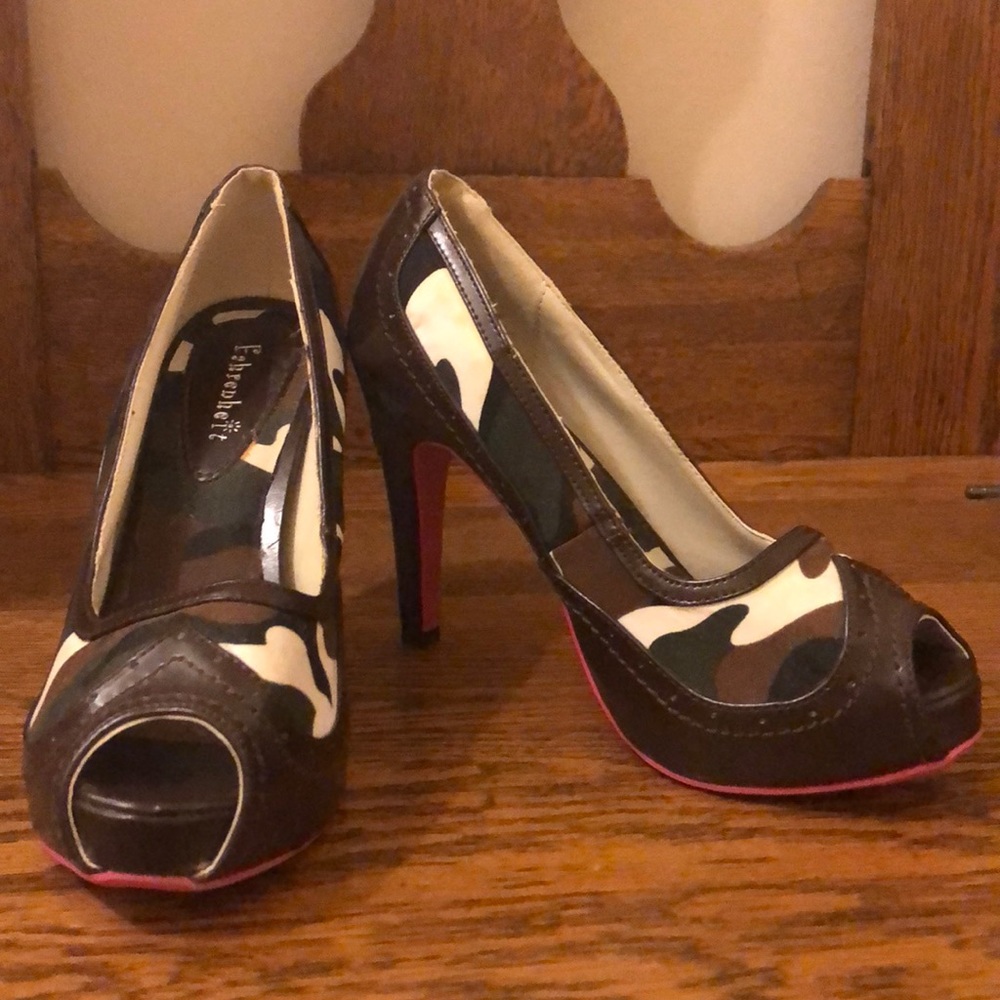 Camo Peep Toe Heels